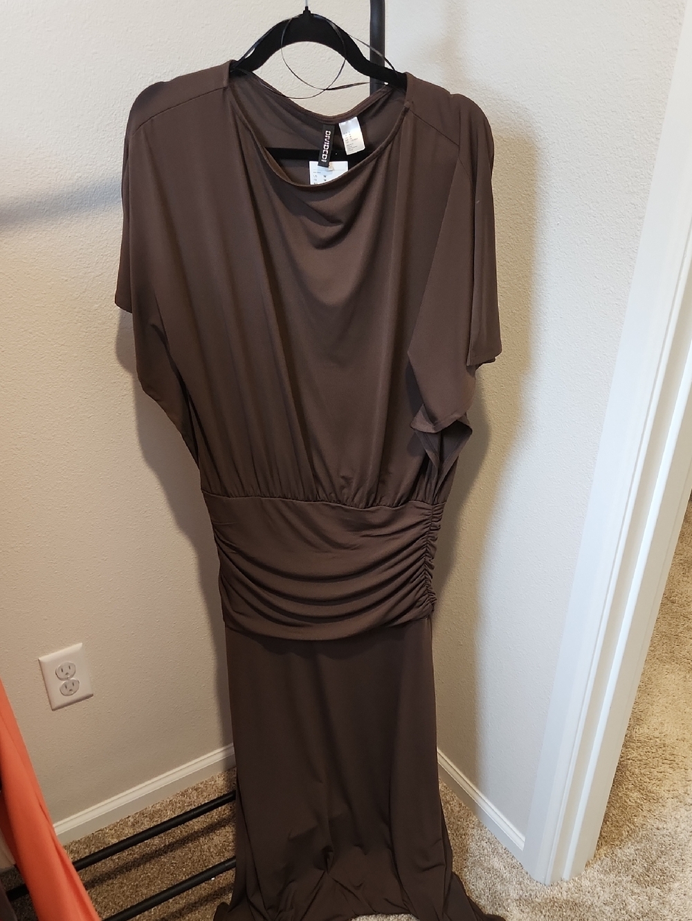 H&M Brown Maxi Dress with Ruched Waist